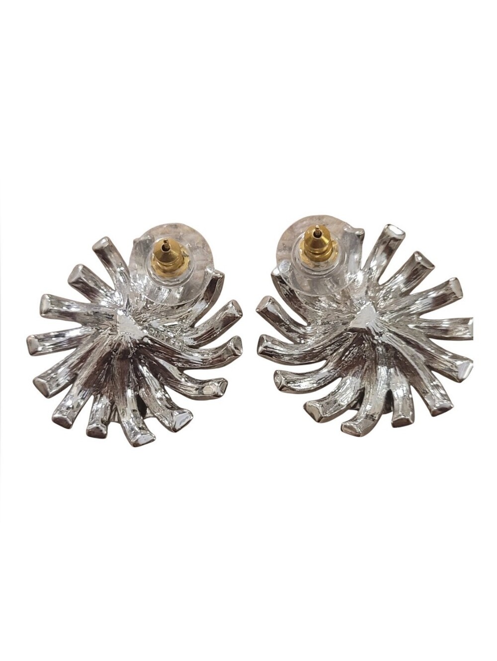 Silver-tone Black and Clear Crystal Swirl Earrings - Picture 5 of 5